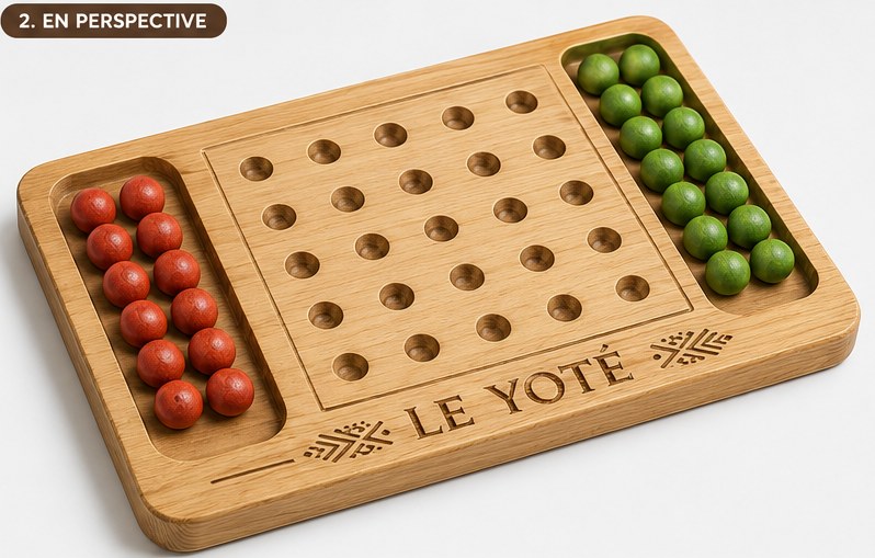 Le plateau vu en perspective, boules en jeu Le plateau vu en perspective, boules en jeu